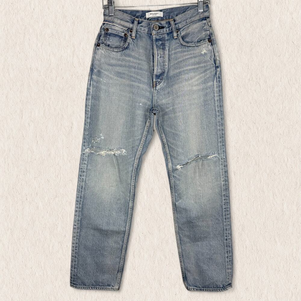 MOUSSY VINTAGE Jeans Women’s Size 27 Distressed Straight Leg‎ 90s Japanese Denim